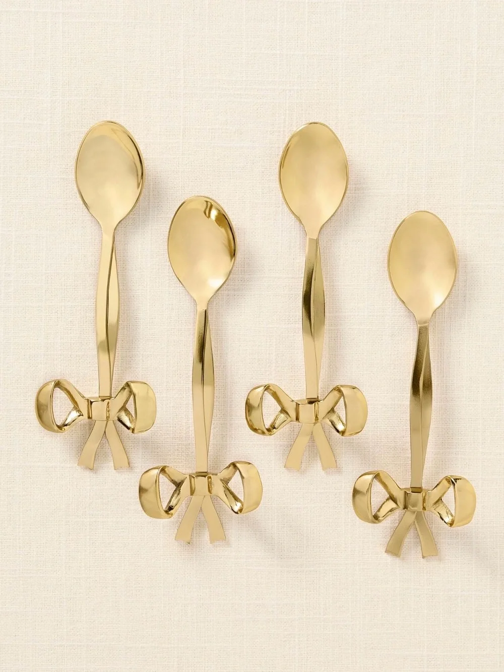 Anthropologie Benedita Stainless Steel Bow Teaspoons, Set of 4